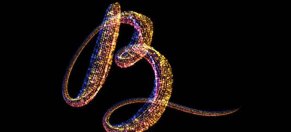 a shimmering letter B on a black background representing BUDGETING for a wedding